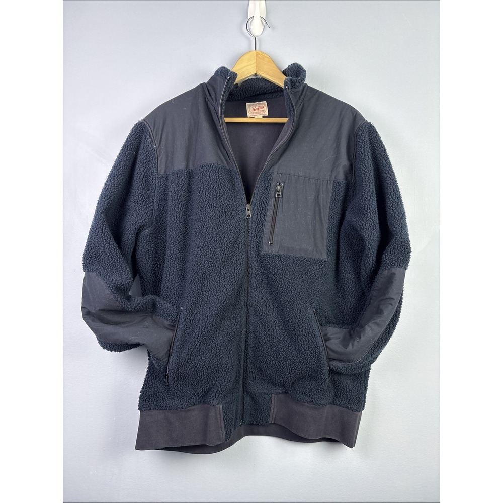 J.Crew mens Full Zip Fleece Jacket XL Blue Polyester Soft Logo Casual Old Money